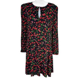 Banana Republic Floral Keyhole Dress  Size 14 Tall Black Red Pink Green